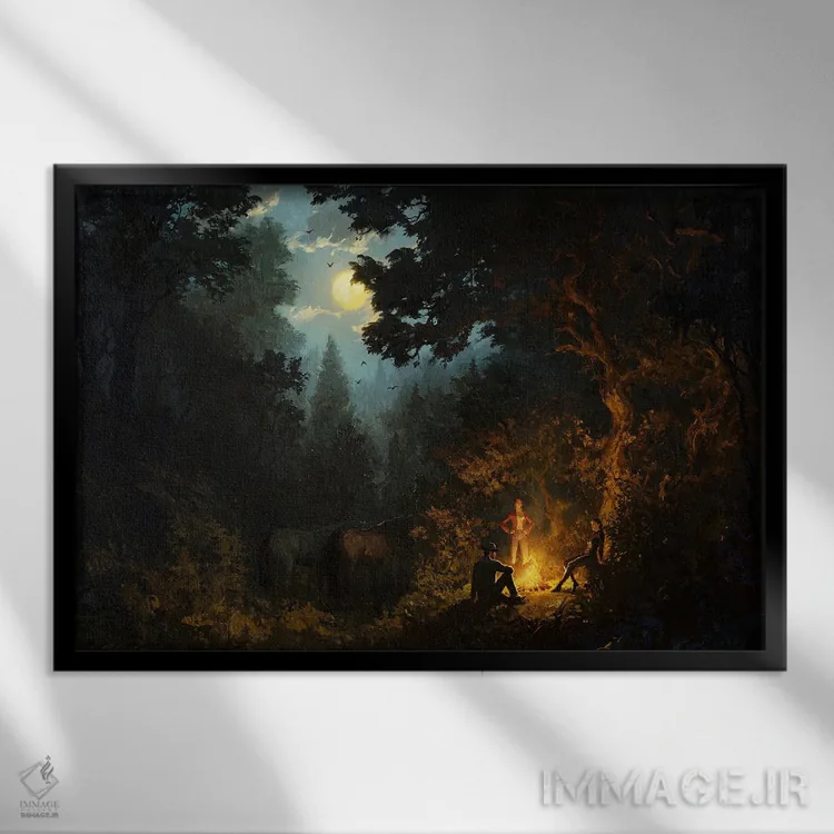 تابلو کمپ شبانه اثر آرتم رادس چبوخا - نمای قابدار مشکی