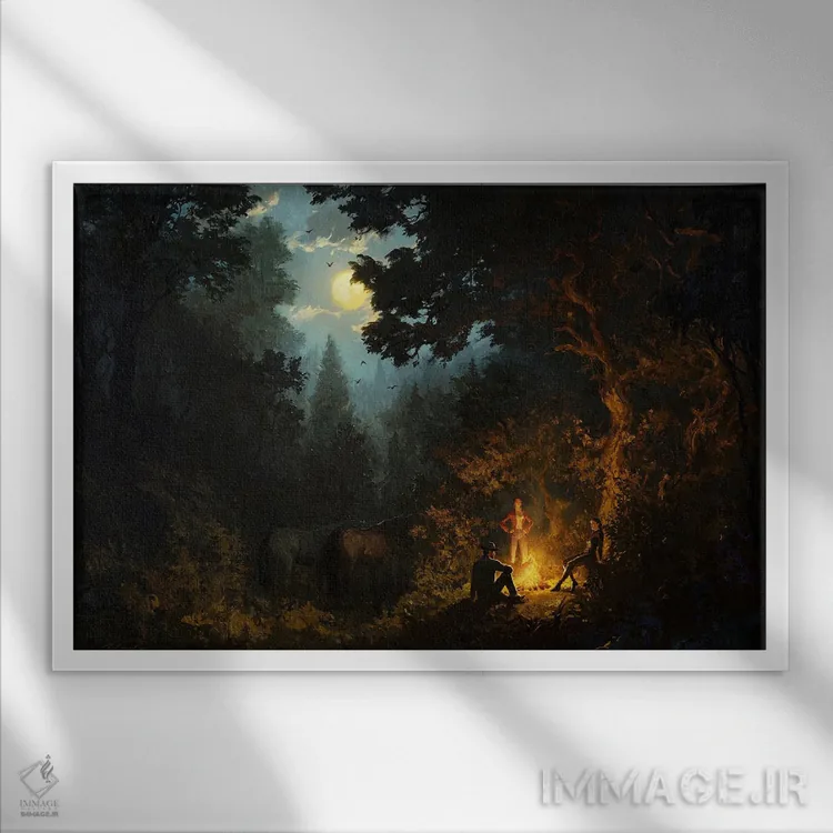 تابلو کمپ شبانه اثر آرتم رادس چبوخا - نمای قابدار سفید