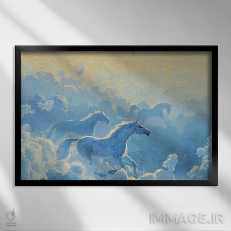 تابلو تاخت اسب (حرکت سریع اسب) اثر آرتم رادس چبوخا - نمای قابدار مشکی