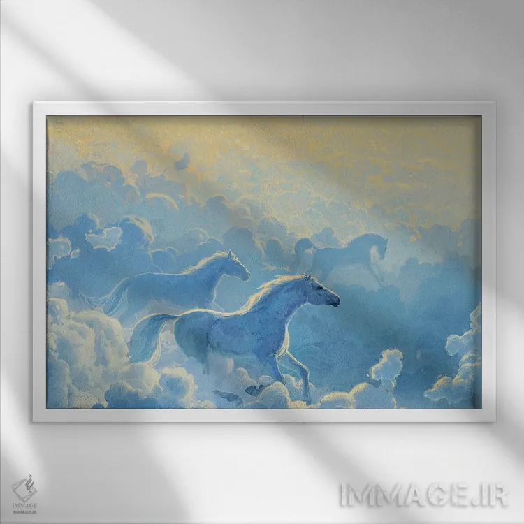 تابلو تاخت اسب (حرکت سریع اسب) اثر آرتم رادس چبوخا - نمای قابدار سفید