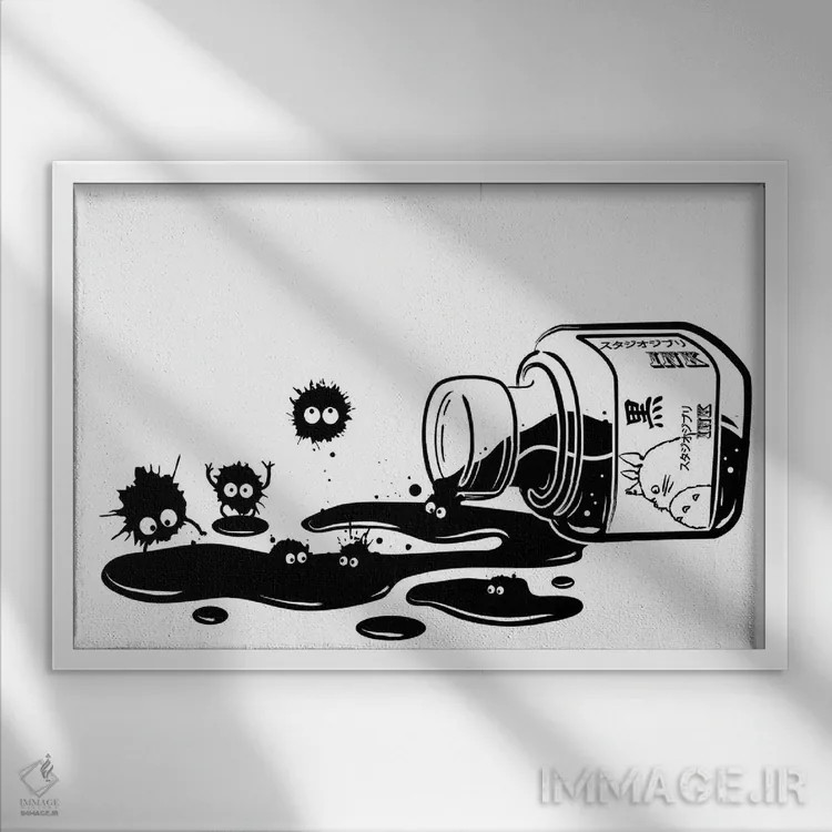 تابلو اجنهٔ مرکبی (تصویرسازی با جوهر) اثر آنتونیو کامارنا - نمای قابدار سفید