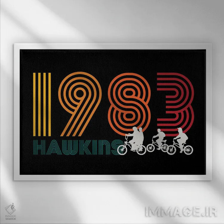 تابلو هاوکینز ۱۹۸۳ (ارجاع به "چیزهای عجیب") اثر آنتونیو کامارنا - نمای قابدار سفید