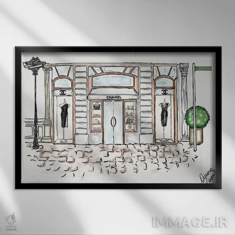 تابلو شنل اورجینال (برند مد) اثر آتلیه کنسولو (استودیو هنری) - نمای قابدار مشکی