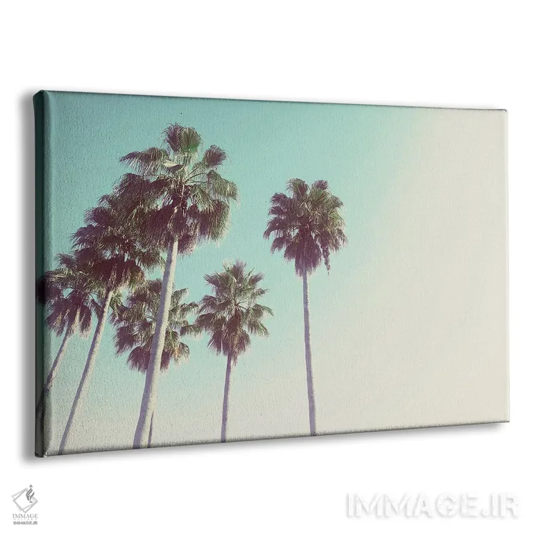 تابلو نخلها در برابر آسمان غروب اثر آکوستا - نمای پرسپکتیو محصول
