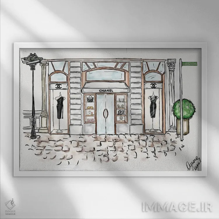 تابلو شنل اورجینال (برند مد) اثر آتلیه کنسولو (استودیو هنری) - نمای قابدار سفید