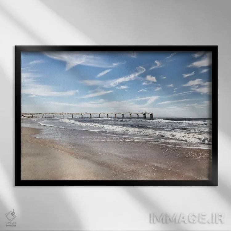 تابلو اسکله ساحلی اثر آکوستا - نمای قابدار مشکی