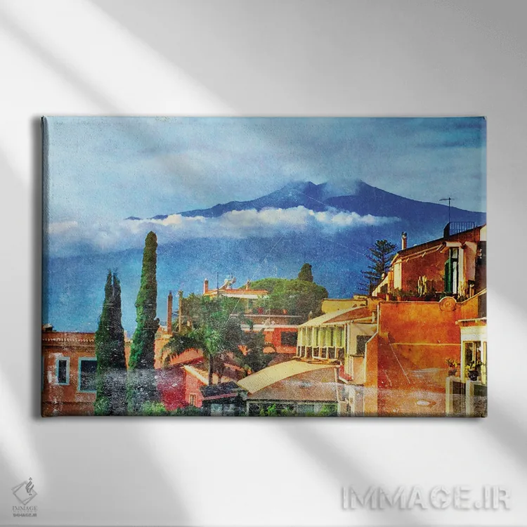 تابلو پوبلو (دهکده بومیان آمریکایی) اثر آکوستا - نمای روبهرو روی دیوار