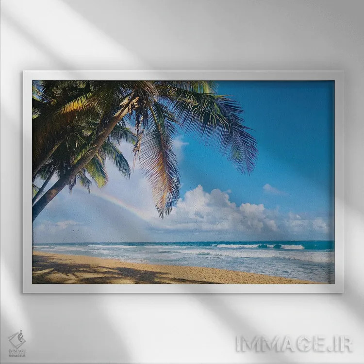 تابلو زیر نخلها اثر آکوستا - نمای قابدار سفید