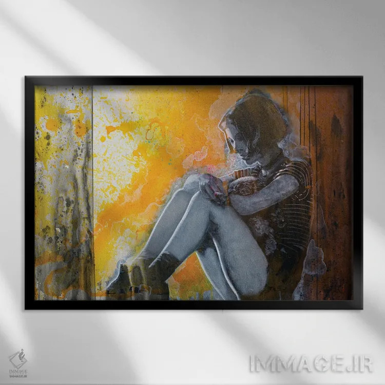 تابلو لئون حرفهای/ناتالی پورتمن در نقش ماتیلدا (فیلم معروف) اثر مایکل اندرو لاو چوک یوئی - نمای قابدار مشکی