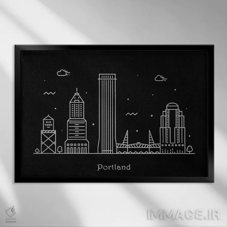 تابلو پورتلند (ایالات متحده) اثر آیشه دنیز آکِرمان - نمای قابدار مشکی