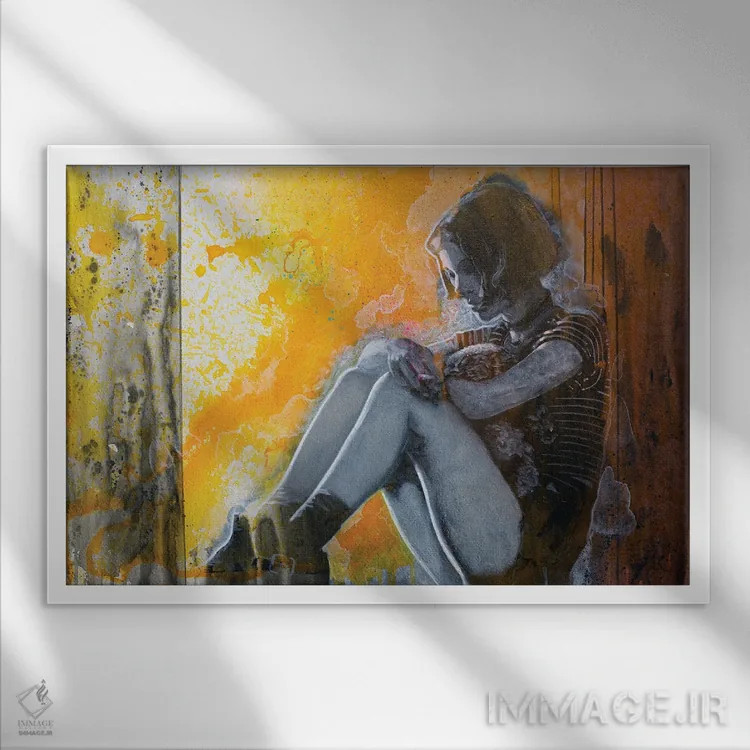 تابلو لئون حرفهای/ناتالی پورتمن در نقش ماتیلدا (فیلم معروف) اثر مایکل اندرو لاو چوک یوئی - نمای قابدار سفید