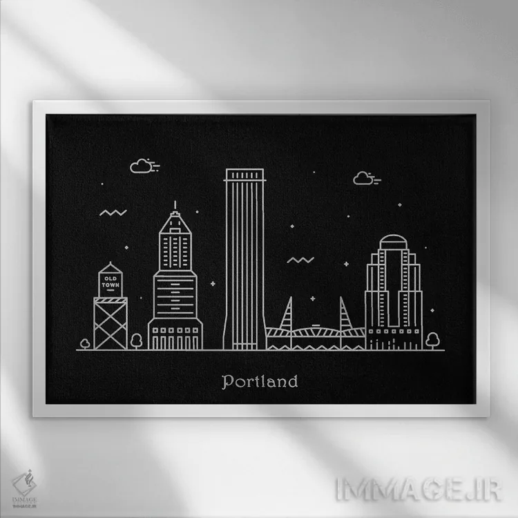 تابلو پورتلند (ایالات متحده) اثر آیشه دنیز آکِرمان - نمای قابدار سفید