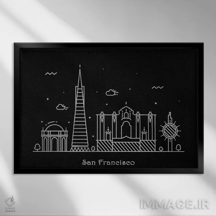 تابلو سان فرانسیسکو (ایالات متحده) اثر آیشه دنیز آکِرمان - نمای قابدار مشکی