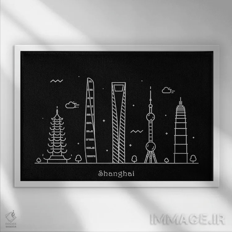 تابلو شانگهای (چین) اثر آیشه دنیز آکِرمان - نمای قابدار سفید