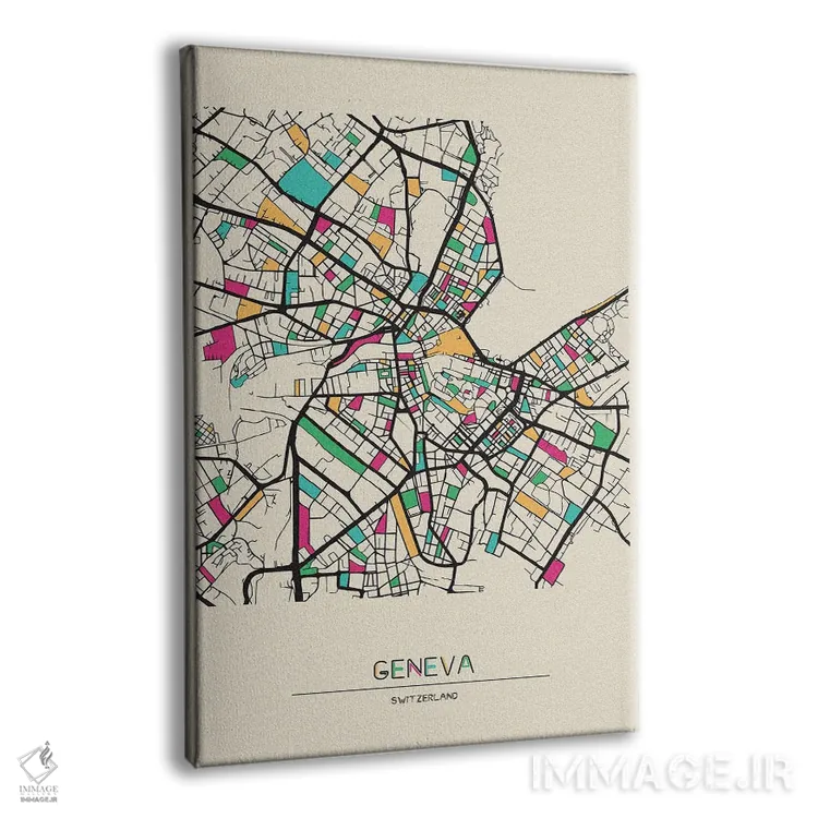 تابلو نقشه ژنو، سوئیس اثر آیشه دنیز آکِرمان - نمای پرسپکتیو محصول