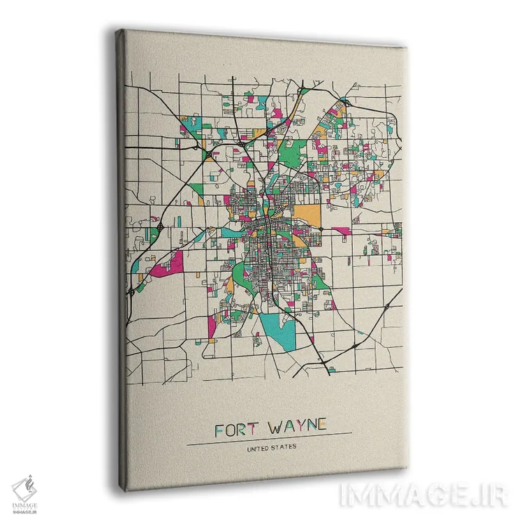 تابلو نقشه فورت وین، ایندیانا اثر آیشه دنیز آکِرمان - نمای پرسپکتیو محصول