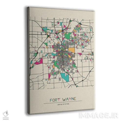 تابلو نقشه فورت وین، ایندیانا اثر آیشه دنیز آکِرمان - نمای پرسپکتیو محصول