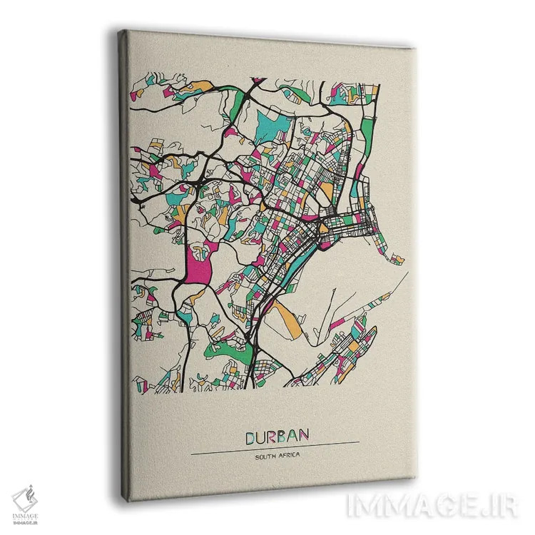 تابلو نقشه دوربان، آفریقای جنوبی اثر آیشه دنیز آکِرمان - نمای پرسپکتیو محصول