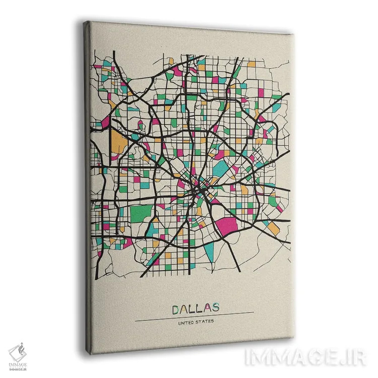 تابلو نقشه دالاس، تگزاس اثر آیشه دنیز آکِرمان - نمای پرسپکتیو محصول