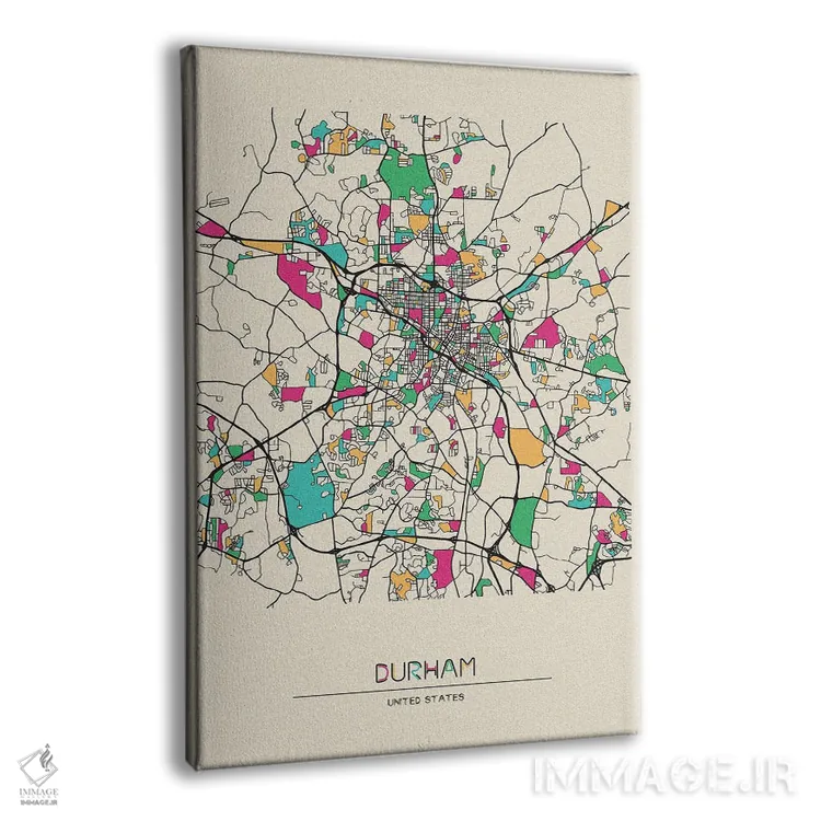 تابلو نقشه دورهام، کارولینای شمالی اثر آیشه دنیز آکِرمان - نمای پرسپکتیو محصول