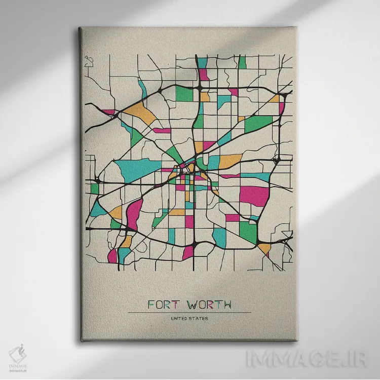 تابلو نقشه فورت ورث، تگزاس اثر آیشه دنیز آکِرمان - نمای روبهرو روی دیوار