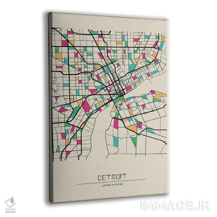 تابلو نقشه دیترویت، میشیگان اثر آیشه دنیز آکِرمان - نمای پرسپکتیو محصول