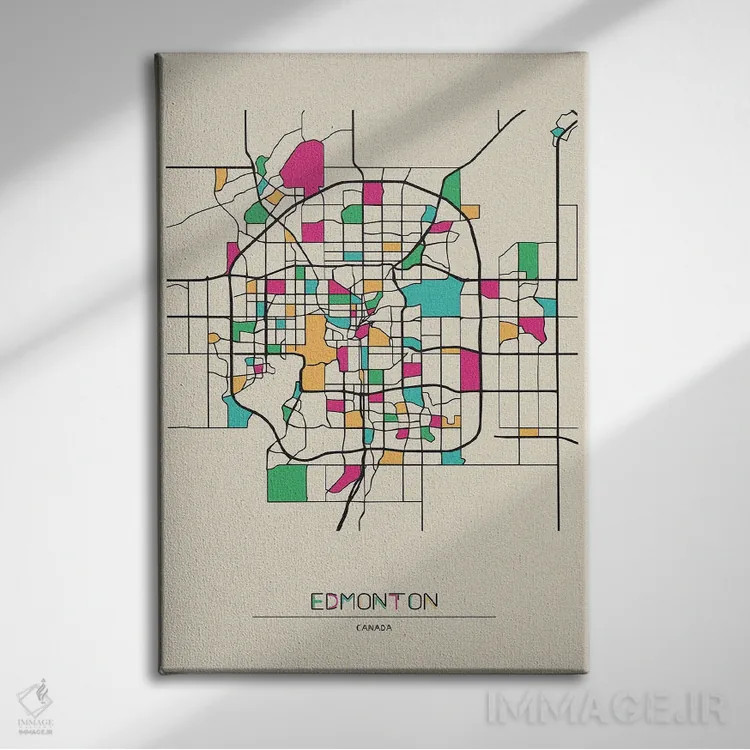 تابلو نقشه ادمونتون، کانادا اثر آیشه دنیز آکِرمان - نمای روبهرو روی دیوار