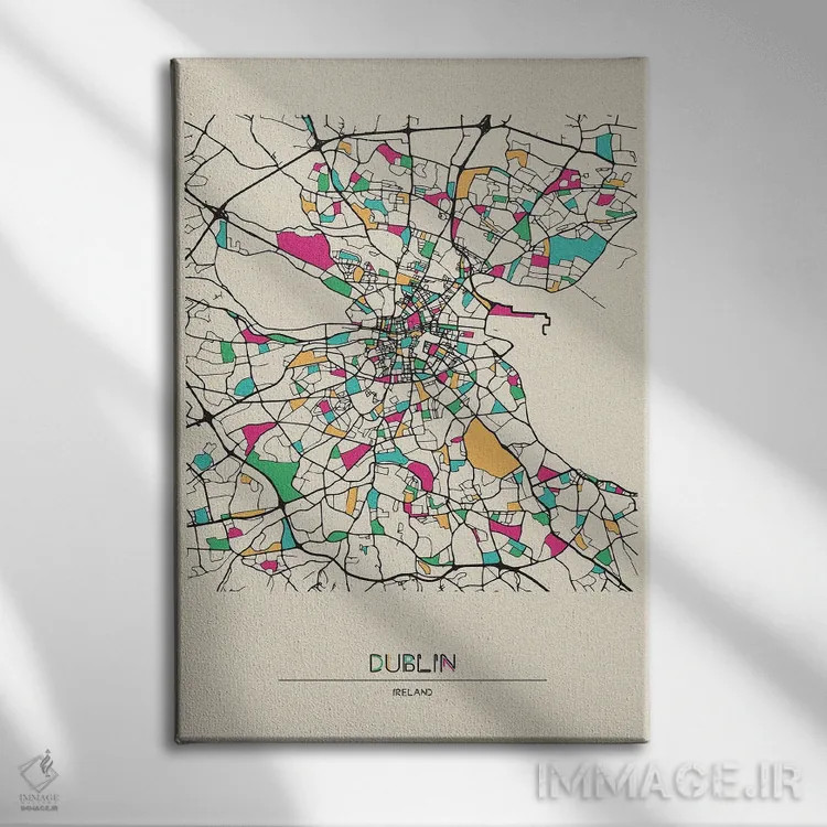 تابلو نقشه دوبلین، ایرلند اثر آیشه دنیز آکِرمان - نمای روبهرو روی دیوار