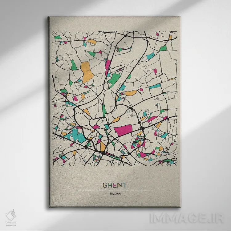 تابلو نقشه خنت، بلژیک اثر آیشه دنیز آکِرمان - نمای روبهرو روی دیوار