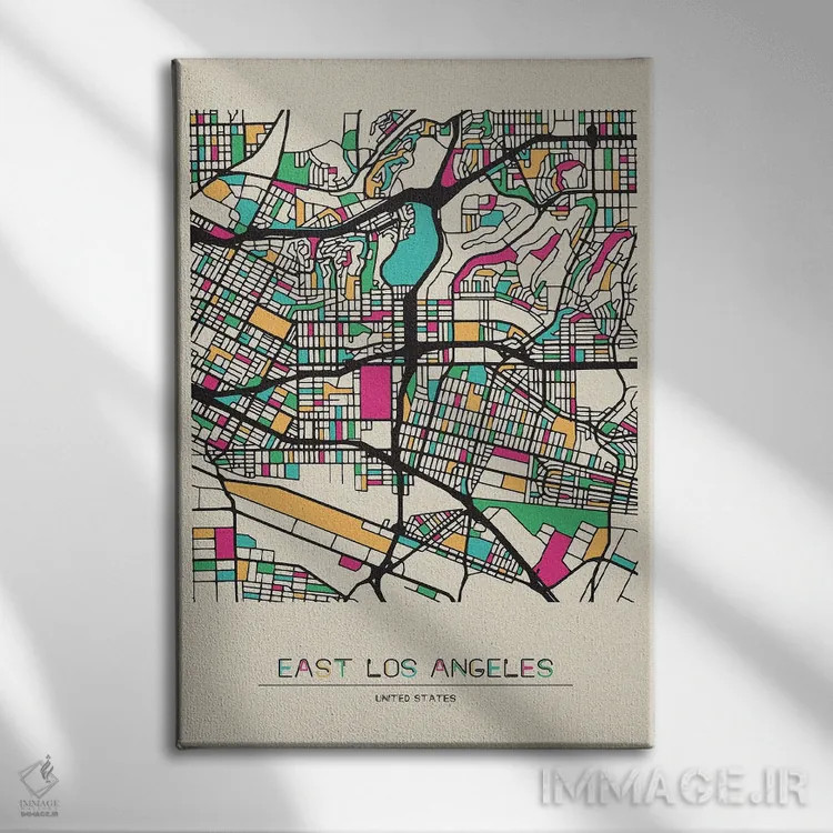 تابلو نقشه ایست لسآنجلس، کالیفرنیا اثر آیشه دنیز آکِرمان - نمای روبهرو روی دیوار