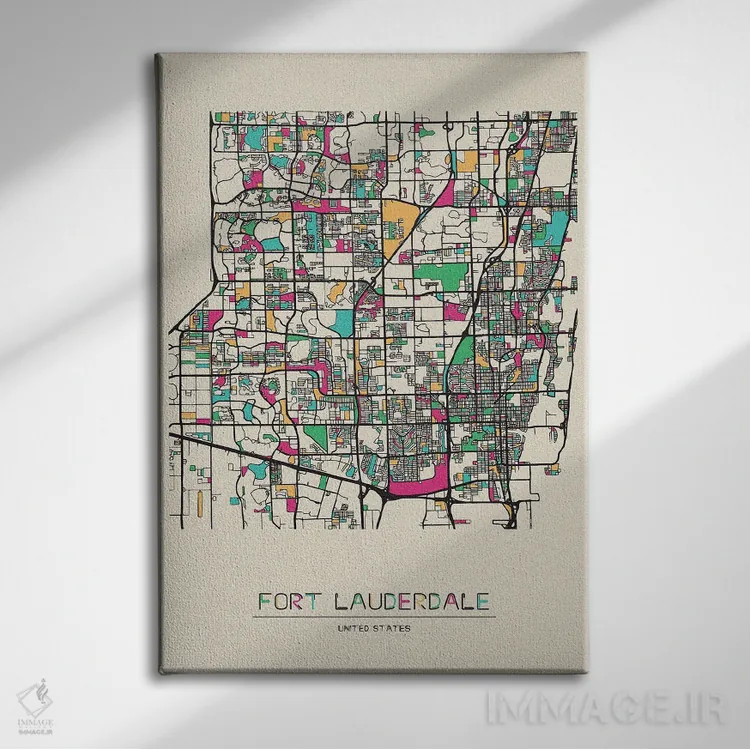 تابلو نقشه فورت لادردیل، فلوریدا اثر آیشه دنیز آکِرمان - نمای روبهرو روی دیوار