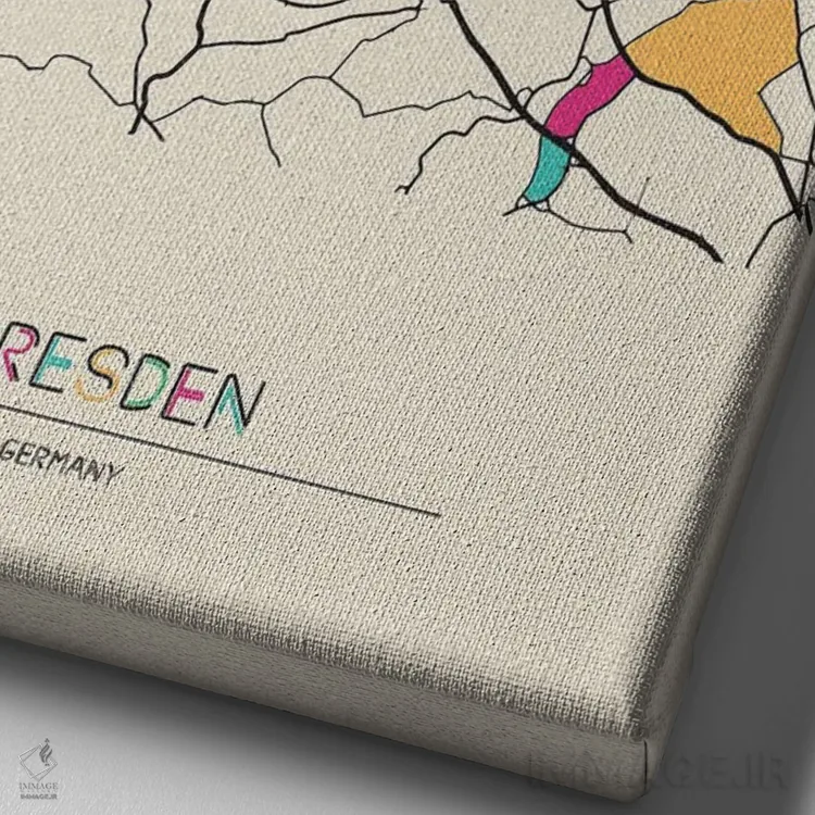 تابلو نقشه درسدن، آلمان اثر آیشه دنیز آکِرمان - نمای نزدیک بافت بوم