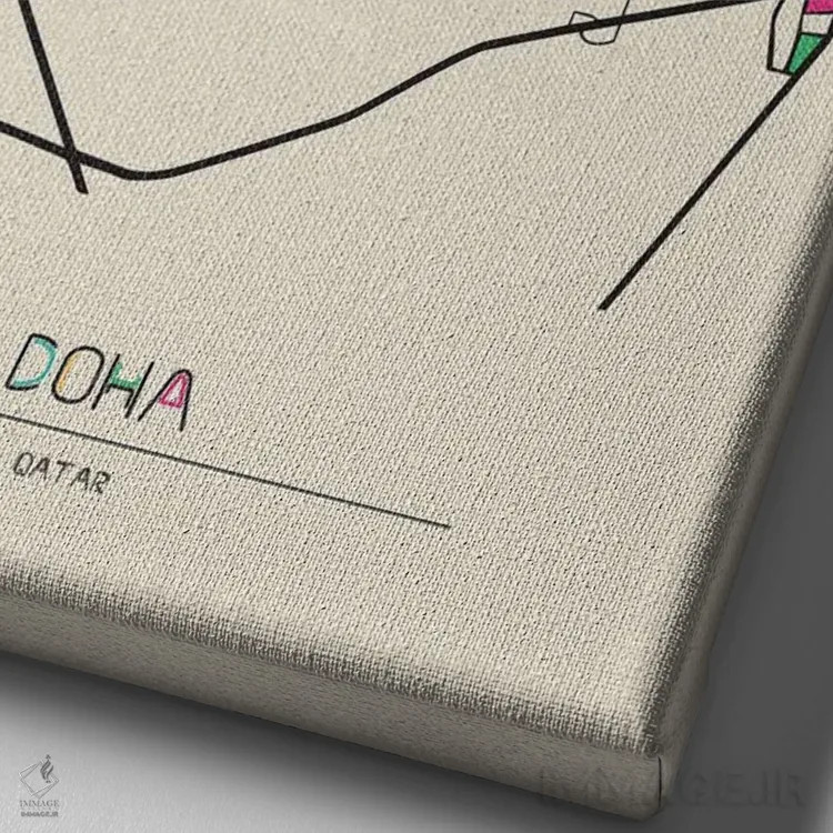 تابلو نقشه دوحه، قطر اثر آیشه دنیز آکِرمان - نمای نزدیک بافت بوم