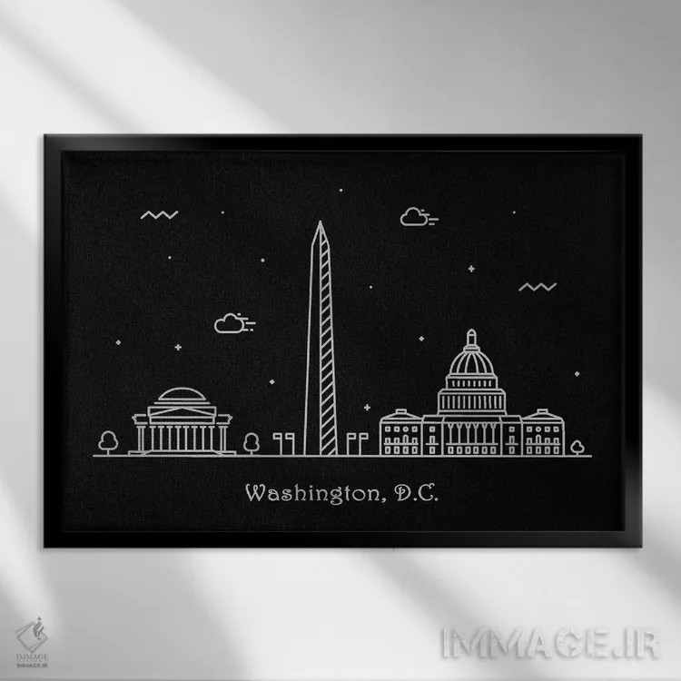 تابلو واشنگتن دی سی (پایتخت آمریکا) اثر آیشه دنیز آکِرمان - نمای قابدار مشکی