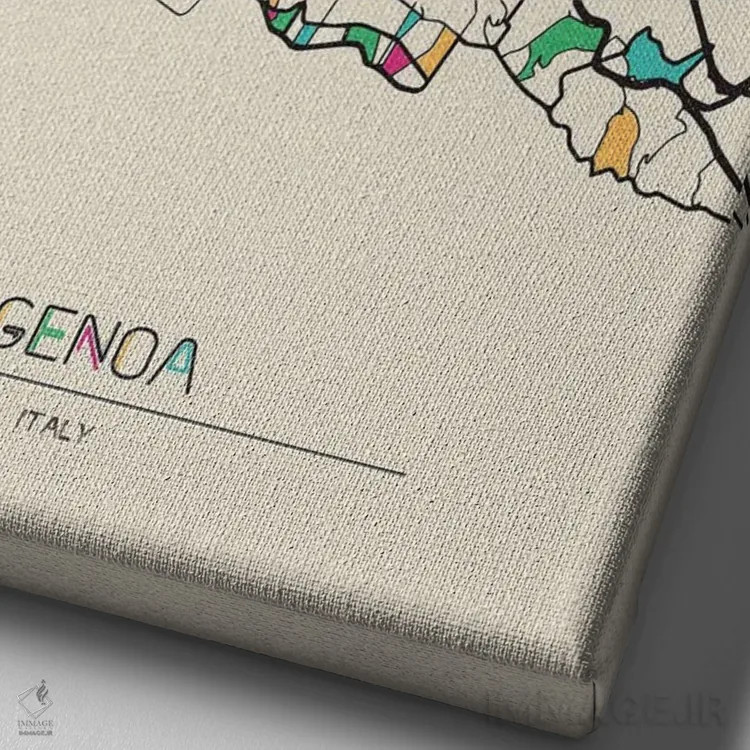تابلو نقشه جنوا، ایتالیا اثر آیشه دنیز آکِرمان - نمای نزدیک بافت بوم