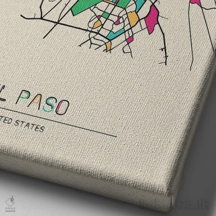 تابلو نقشه ال پاسو، تگزاس اثر آیشه دنیز آکِرمان - نمای نزدیک بافت بوم