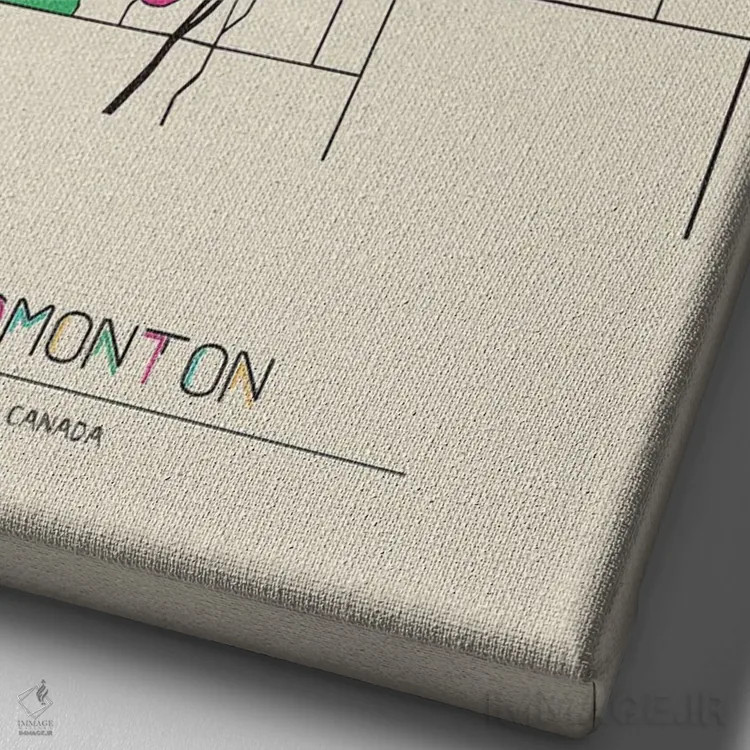 تابلو نقشه ادمونتون، کانادا اثر آیشه دنیز آکِرمان - نمای نزدیک بافت بوم