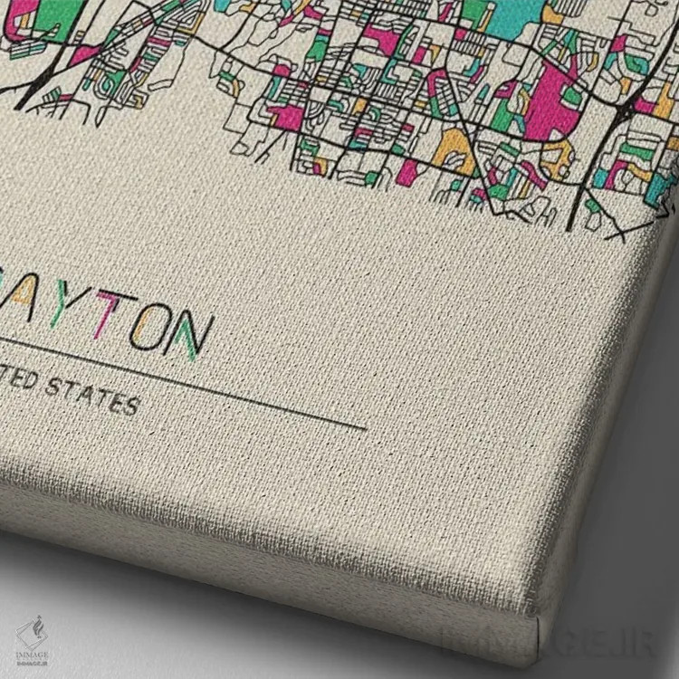 تابلو نقشه دیتون، اوهایو اثر آیشه دنیز آکِرمان - نمای نزدیک بافت بوم