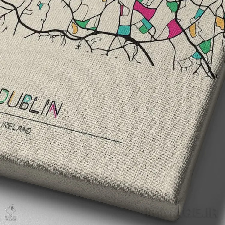 تابلو نقشه دوبلین، ایرلند اثر آیشه دنیز آکِرمان - نمای نزدیک بافت بوم