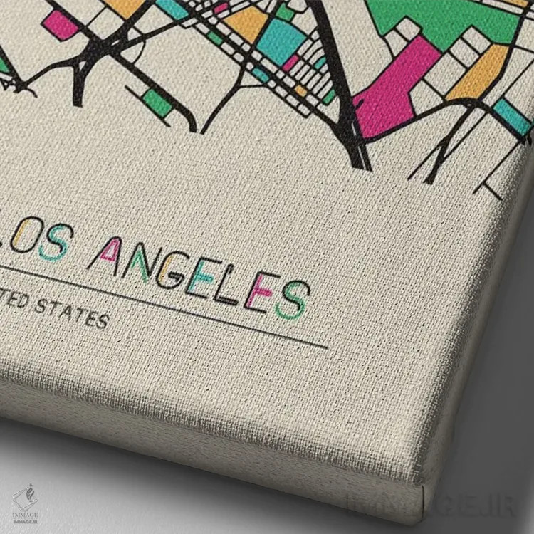 تابلو نقشه ایست لسآنجلس، کالیفرنیا اثر آیشه دنیز آکِرمان - نمای نزدیک بافت بوم