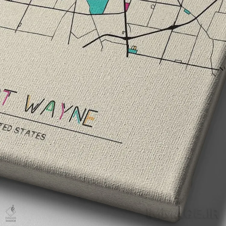 تابلو نقشه فورت وین، ایندیانا اثر آیشه دنیز آکِرمان - نمای نزدیک بافت بوم