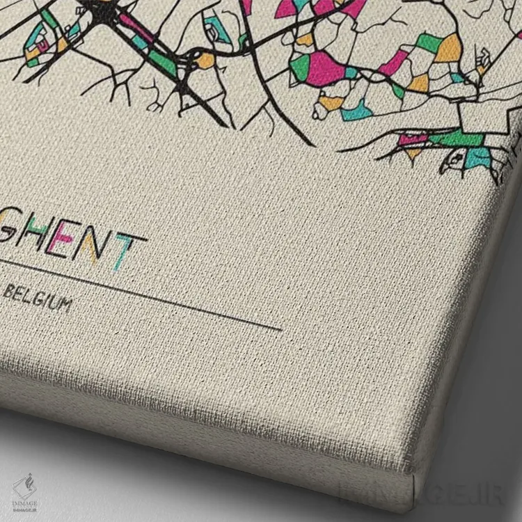 تابلو نقشه خنت، بلژیک اثر آیشه دنیز آکِرمان - نمای نزدیک بافت بوم