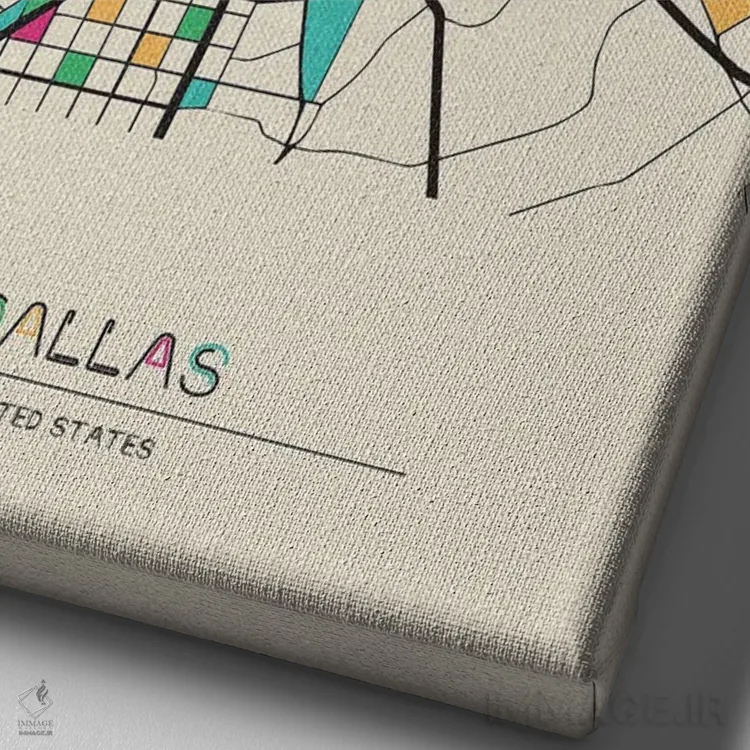 تابلو نقشه دالاس، تگزاس اثر آیشه دنیز آکِرمان - نمای نزدیک بافت بوم