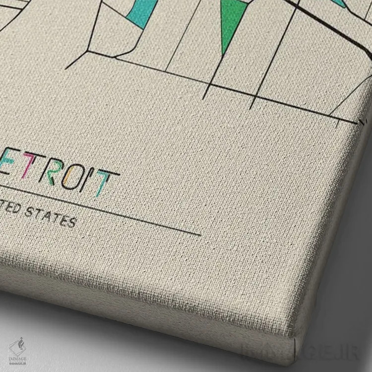 تابلو نقشه دیترویت، میشیگان اثر آیشه دنیز آکِرمان - نمای نزدیک بافت بوم