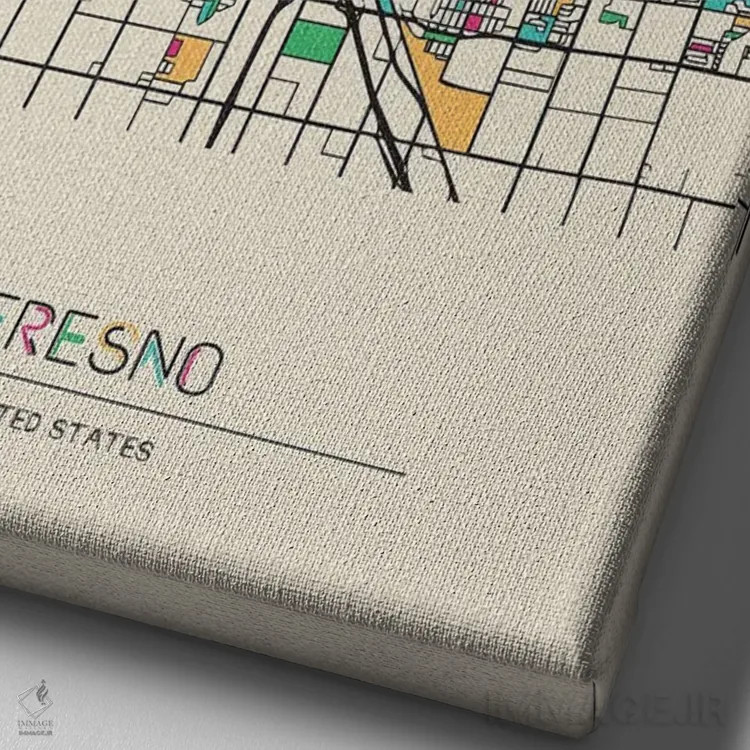 تابلو نقشه فرزنو، کالیفرنیا اثر آیشه دنیز آکِرمان - نمای نزدیک بافت بوم