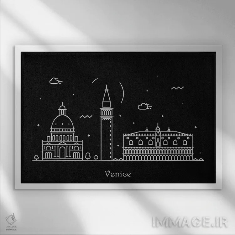 تابلو ونیز (ایتالیا) اثر آیشه دنیز آکِرمان - نمای قابدار سفید