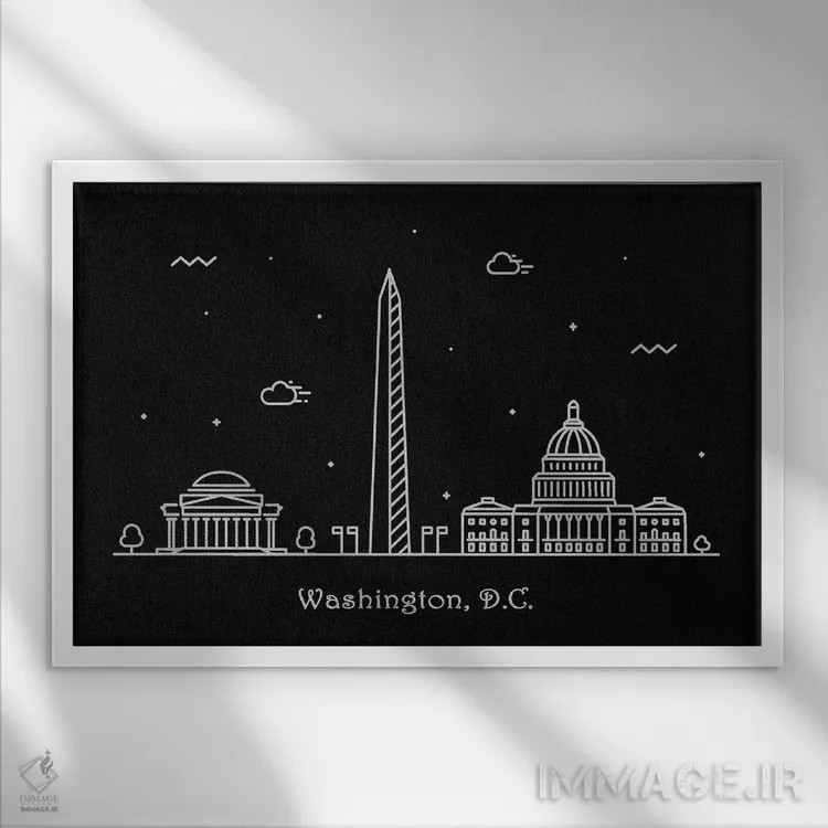 تابلو واشنگتن دی سی (پایتخت آمریکا) اثر آیشه دنیز آکِرمان - نمای قابدار سفید