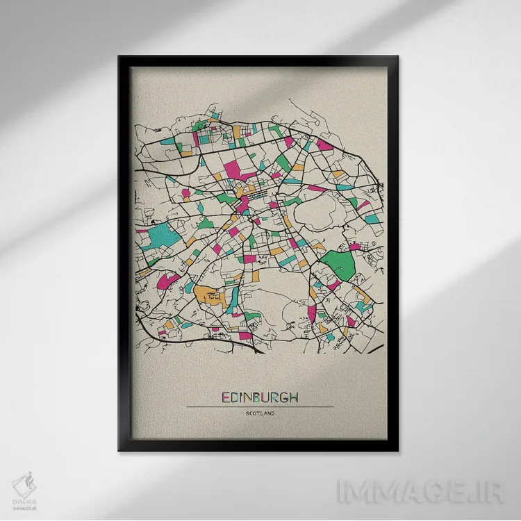 تابلو نقشه اباوربرو، اسکاتلند اثر آیشه دنیز آکِرمان - نمای قابدار مشکی