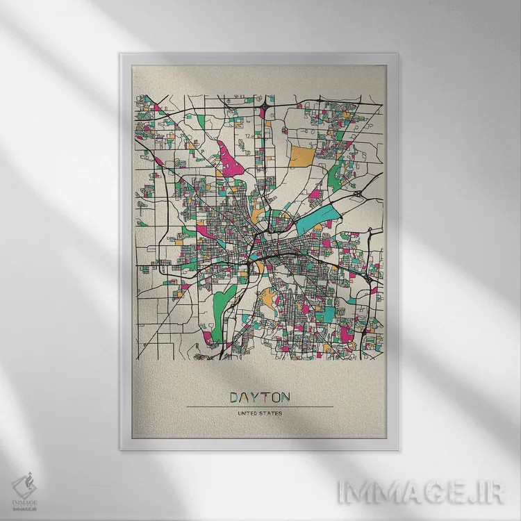 تابلو نقشه دیتون، اوهایو اثر آیشه دنیز آکِرمان - نمای قابدار سفید