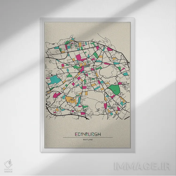 تابلو نقشه اباوربرو، اسکاتلند اثر آیشه دنیز آکِرمان - نمای قابدار سفید